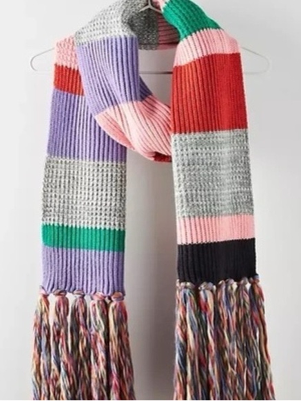 Anthropologie Pilcro rainbow striped scarf with fringe